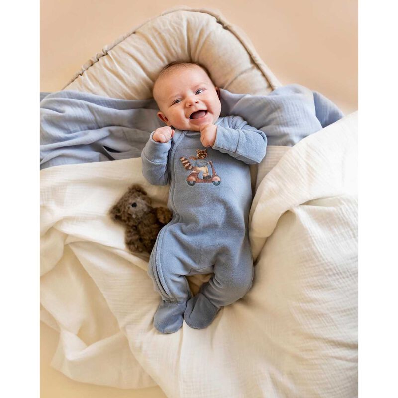 B&eacute;b&eacute; Alvin Velour Zip Onesie image number 1